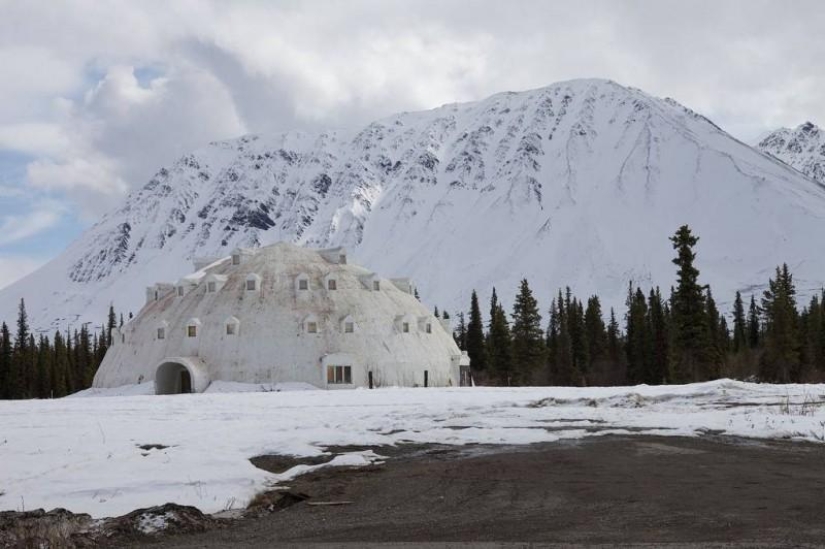 Abandoned igloo hotel in Alaska