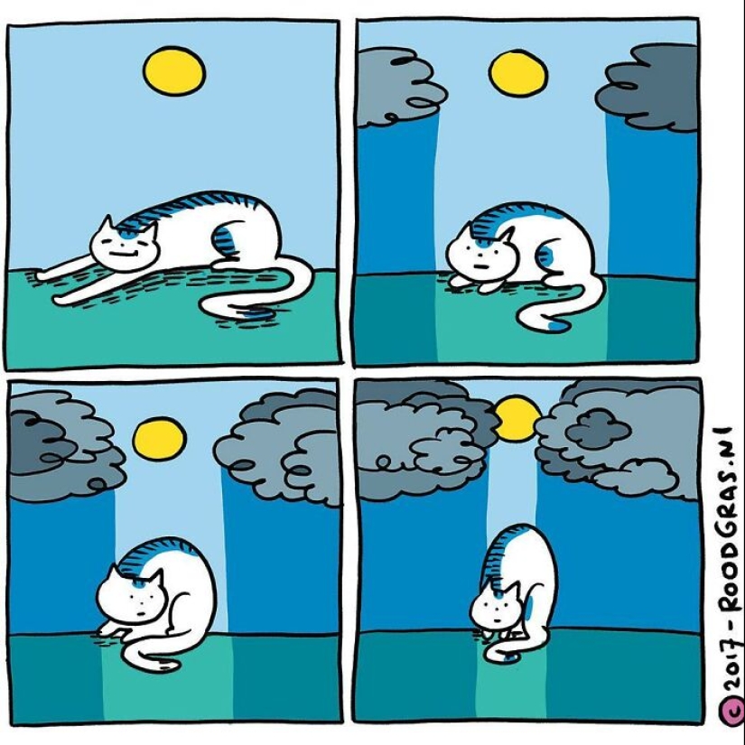 Adorables cómics sin palabras del gato de esta artista holandesa