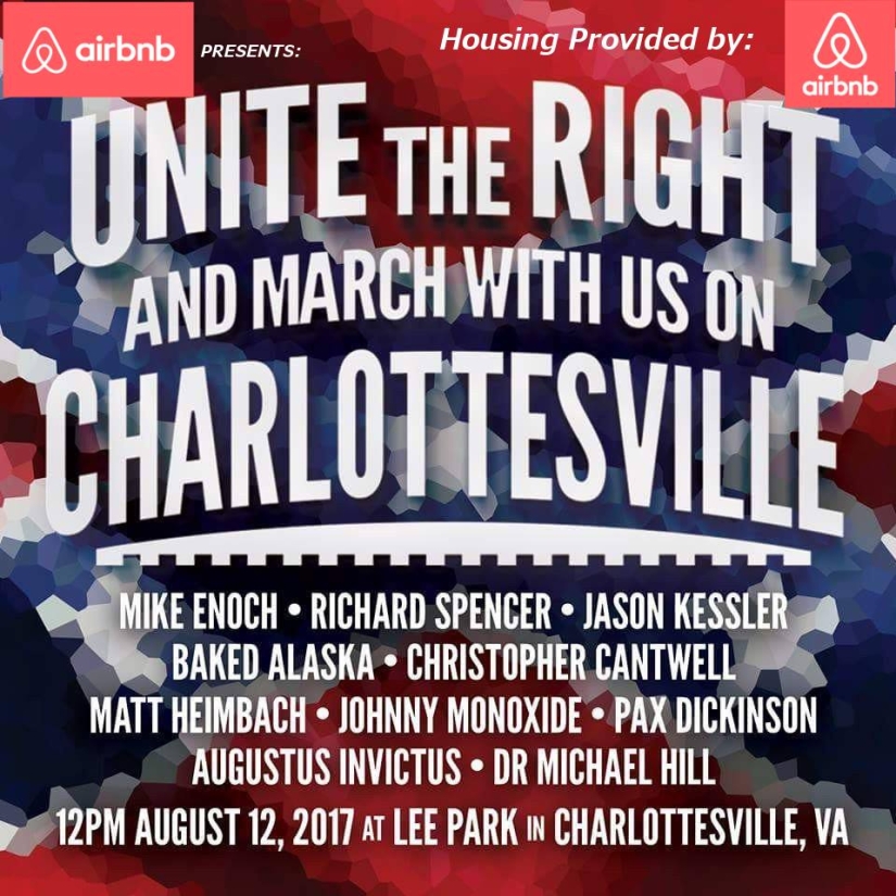 Airbnb service deleted the accounts of those who booked accommodation near the neo-Nazi rally Airbnb service deleted the accounts of those who booked accommodation near the neo-Nazi rally