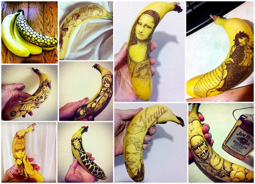 Amazing drawings on bananas Amazing drawings on bananas