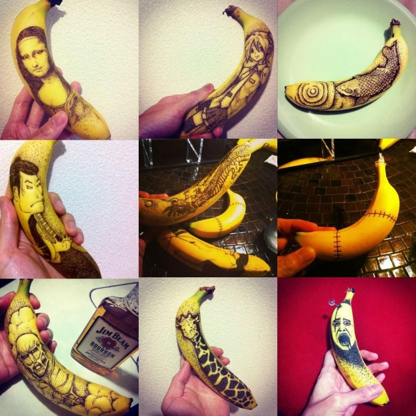 Amazing drawings on bananas Amazing drawings on bananas