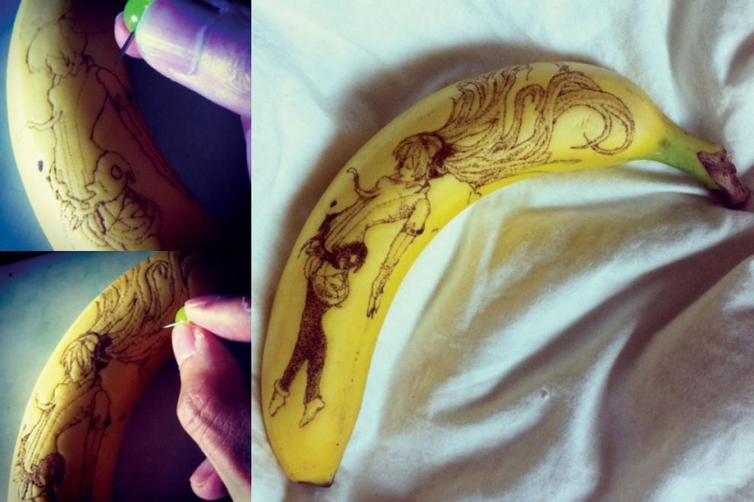Amazing drawings on bananas Amazing drawings on bananas