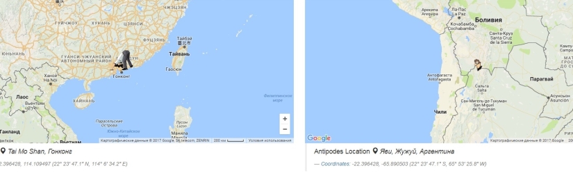 An interactive map has been created that shows where you can find yourself by digging a tunnel through the Ground