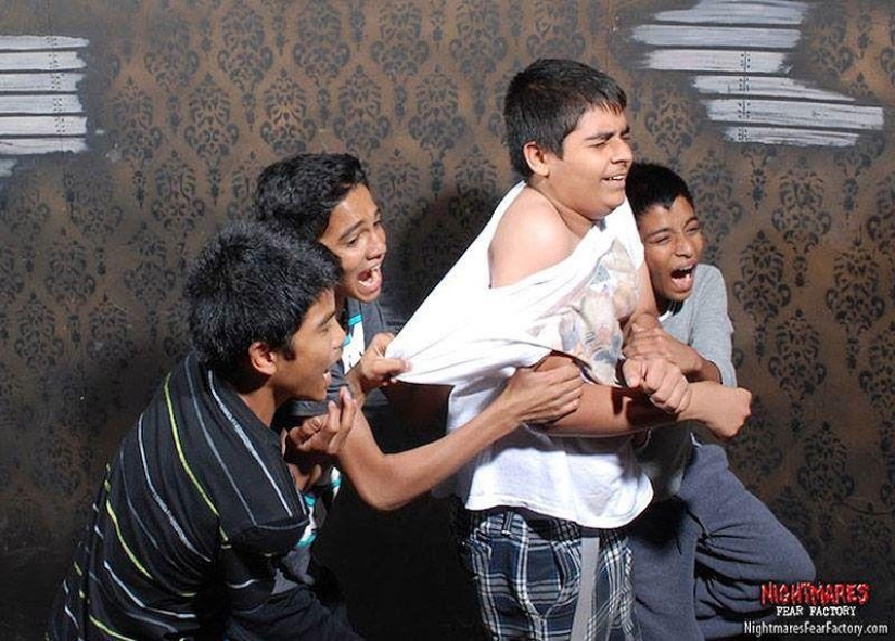 And again the frightened faces of the visitors of the room of horrors And again the frightened faces of the visitors of the room of horrors