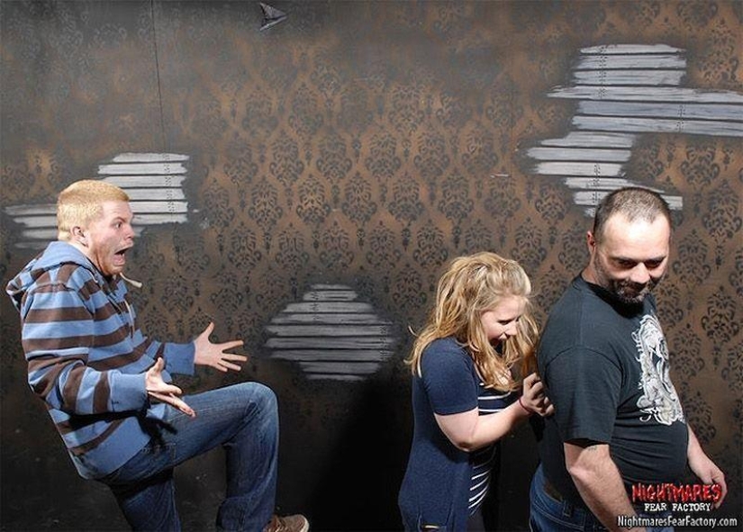 And again the frightened faces of the visitors of the room of horrors And again the frightened faces of the visitors of the room of horrors