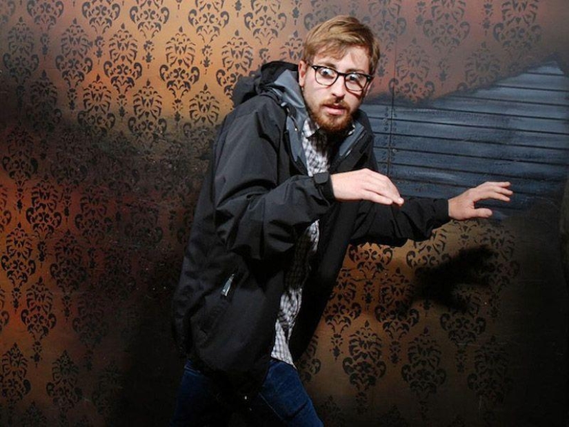 And again the frightened faces of the visitors of the room of horrors And again the frightened faces of the visitors of the room of horrors