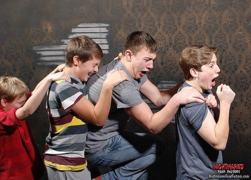 And again the frightened faces of the visitors of the room of horrors And again the frightened faces of the visitors of the room of horrors