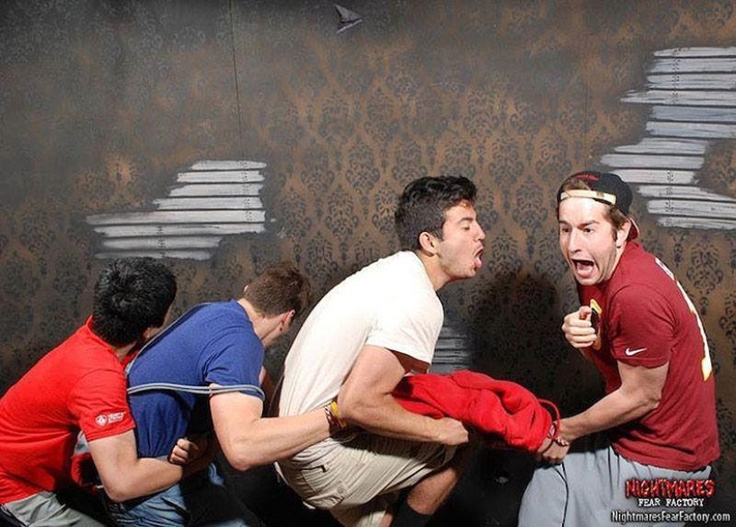 And again the frightened faces of the visitors of the room of horrors And again the frightened faces of the visitors of the room of horrors