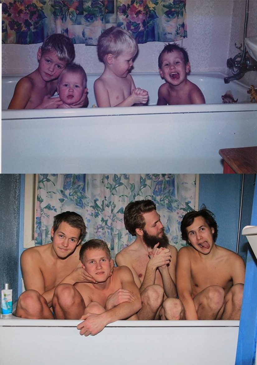 Antes y después: divertidas fotos familiares décadas después Antes y después: divertidas fotos familiares décadas después