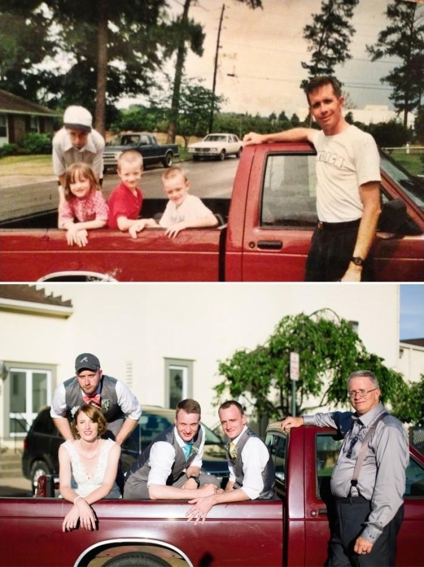 Antes y después: divertidas fotos familiares décadas después Antes y después: divertidas fotos familiares décadas después