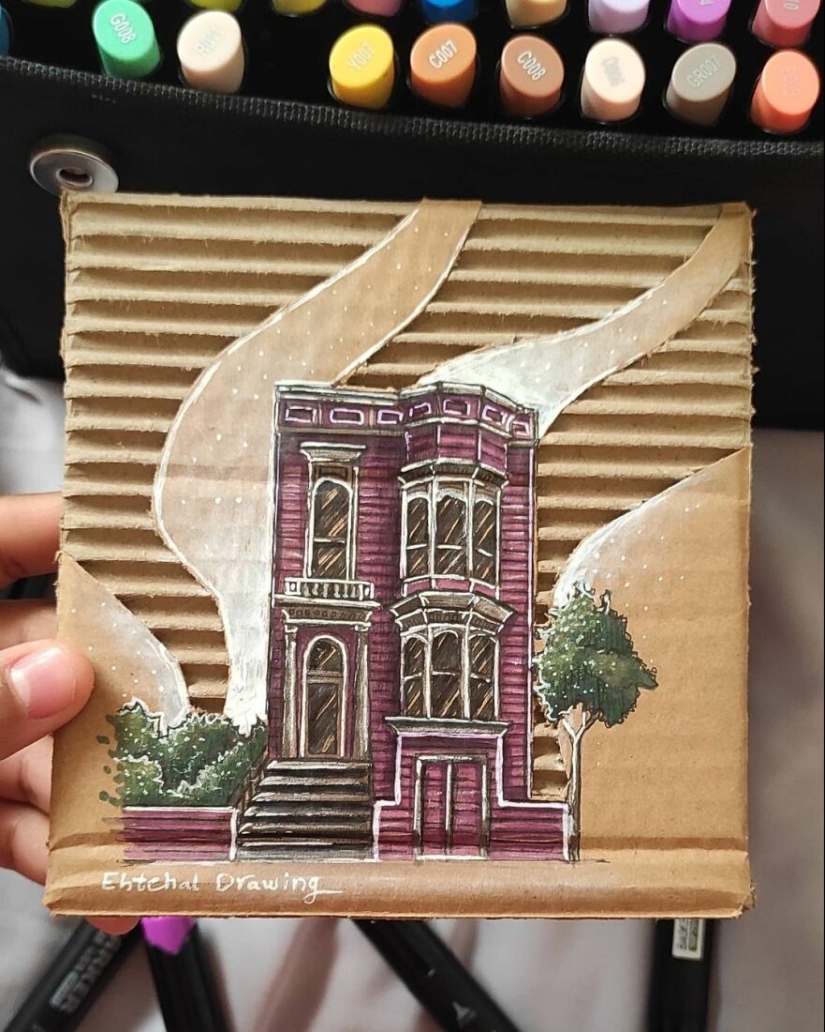 Aquí hay 13 obras de arte de construcción de cartón en 3D realizadas por este estudiante de arquitectura