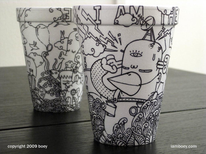 Art on coffee cups Art on coffee cups