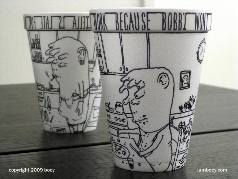 Art on coffee cups Art on coffee cups