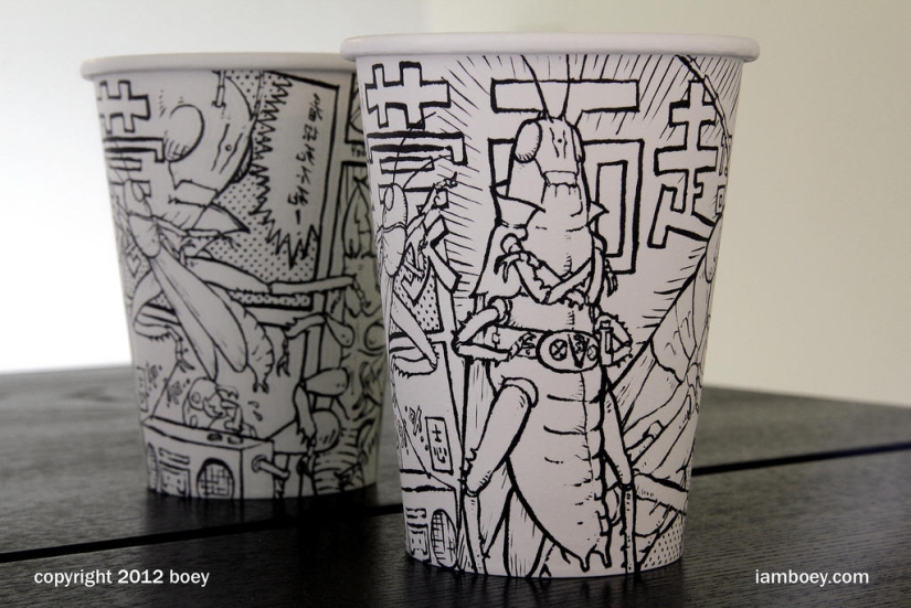 Art on coffee cups Art on coffee cups