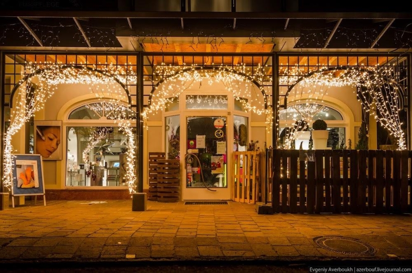 Austrian Christmas story. Night lights of St. Gilgen