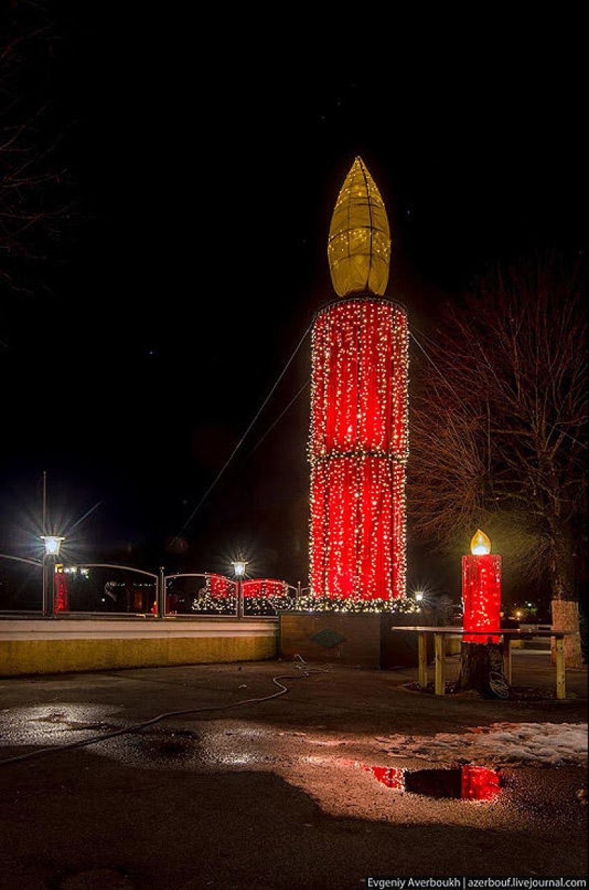 Austrian Christmas story. Night lights of St. Gilgen