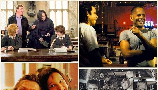 Backstage laugh between takes Backstage laugh between takes