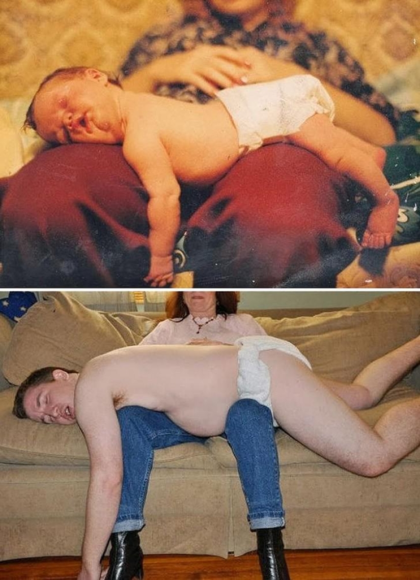 Before and after: funny family photos decades later