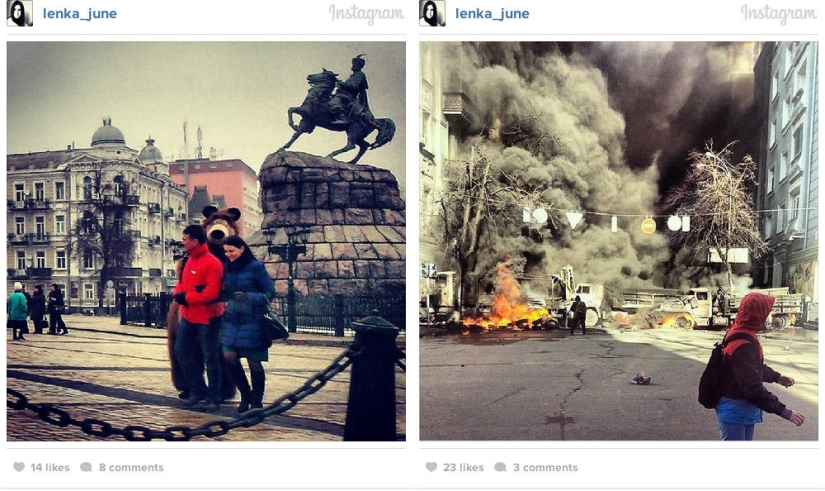 Before and after: Kyiv on Instagram