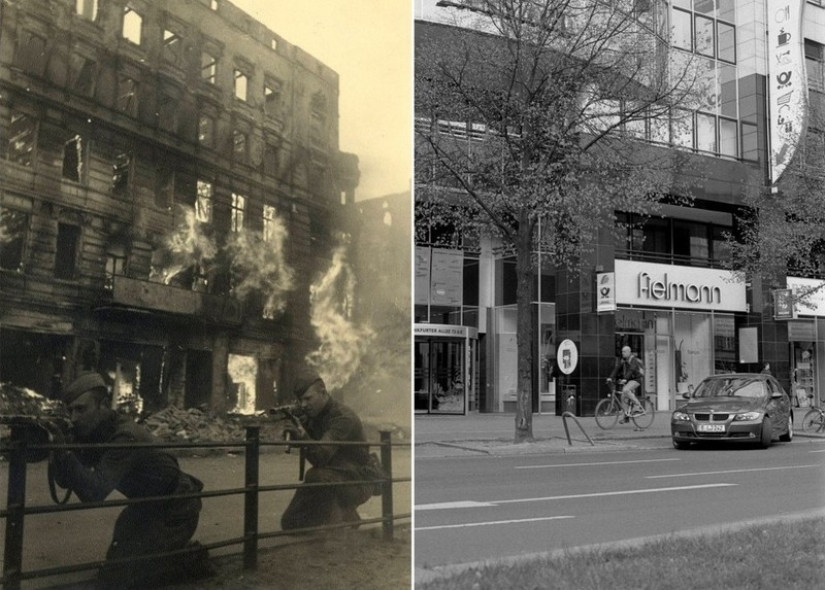 Berlin in ruins in 1945 and now. Striking image comparison