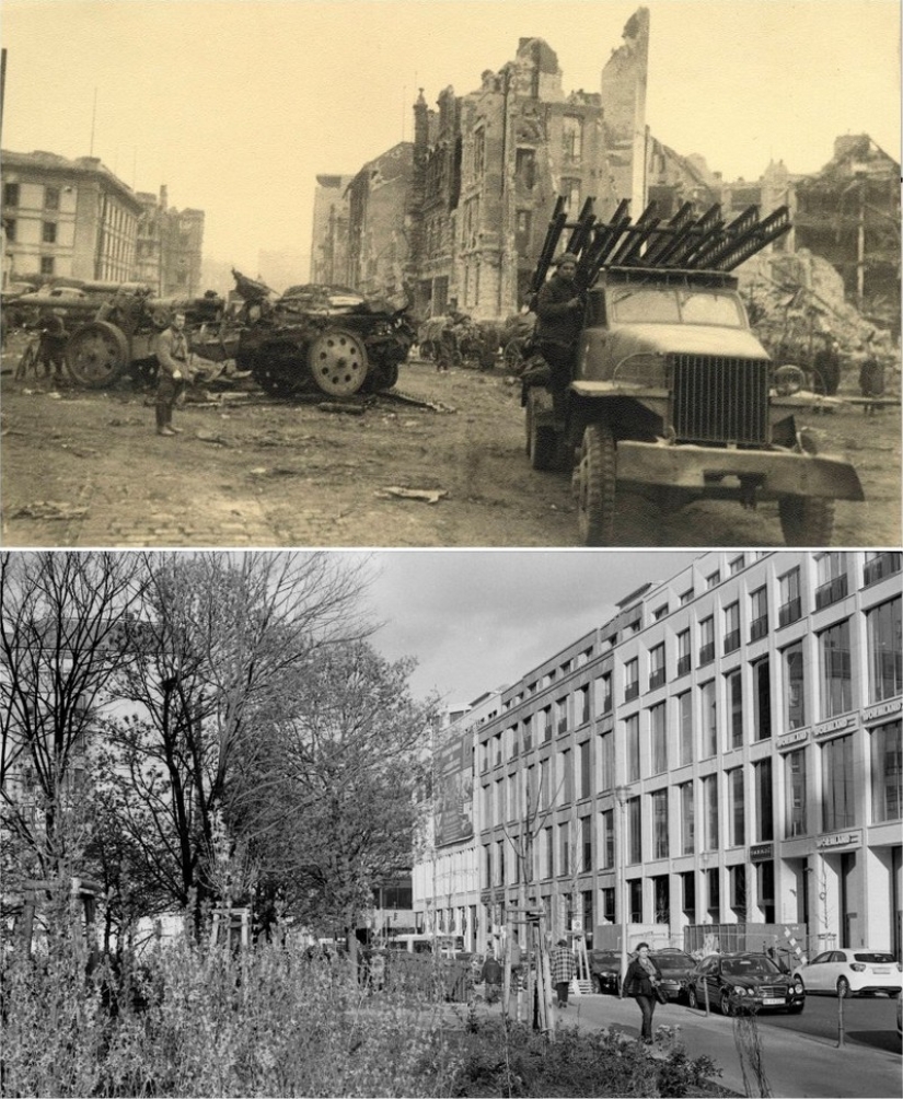 Berlin in ruins in 1945 and now. Striking image comparison Berlin in ruins in 1945 and now. Striking image comparison