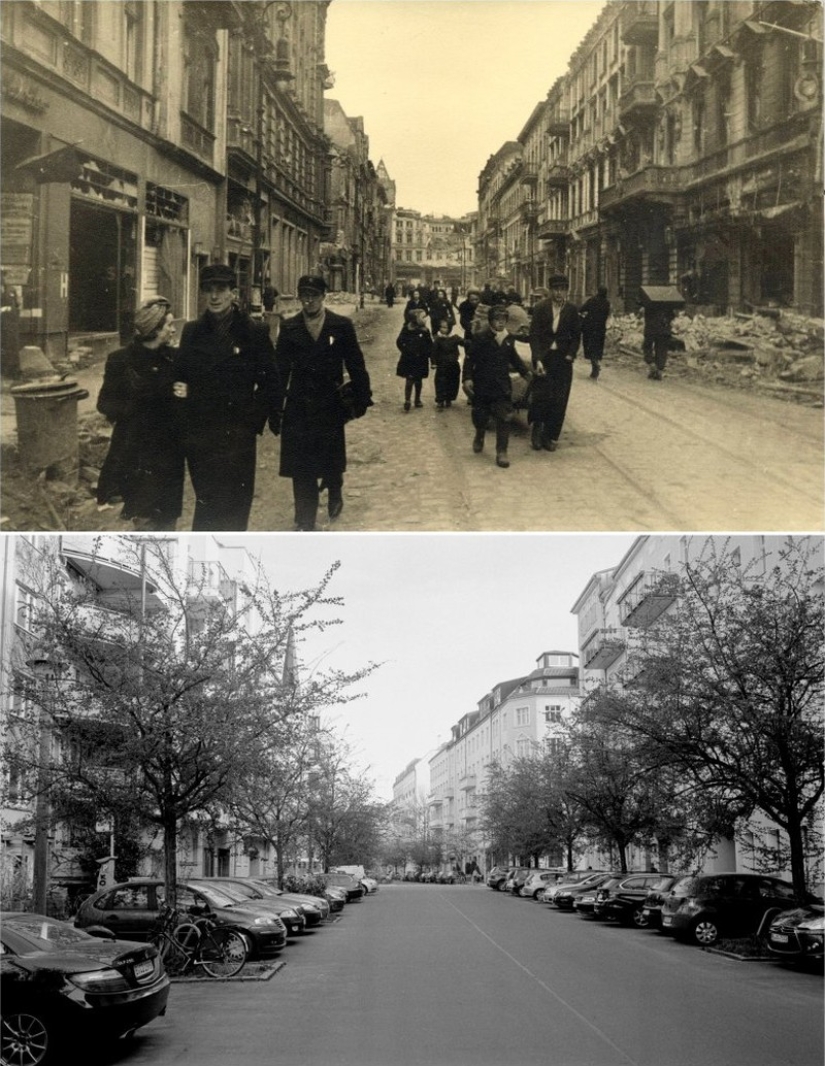 Berlín en ruinas en 1945 y ahora. Comparación de imágenes llamativas Berlín en ruinas en 1945 y ahora. Comparación de imágenes llamativas