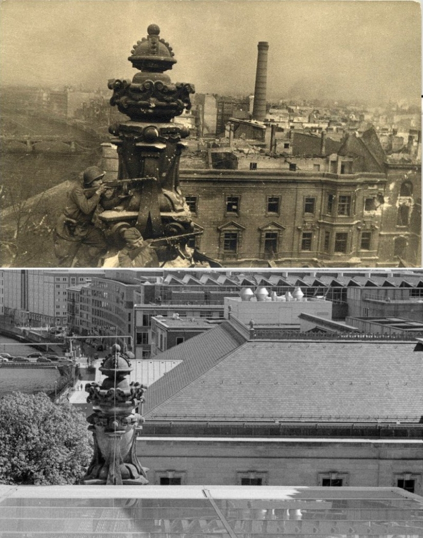 Berlín en ruinas en 1945 y ahora. Comparación de imágenes llamativas Berlín en ruinas en 1945 y ahora. Comparación de imágenes llamativas