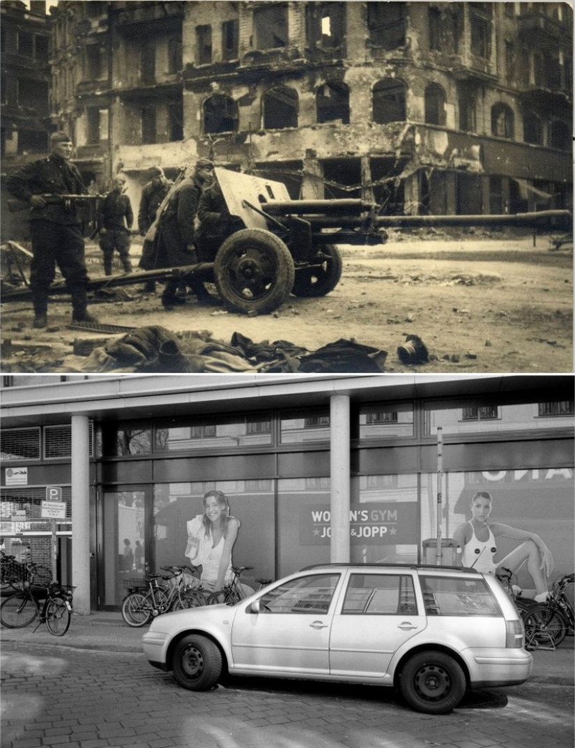 Berlín en ruinas en 1945 y ahora. Comparación de imágenes llamativas Berlín en ruinas en 1945 y ahora. Comparación de imágenes llamativas