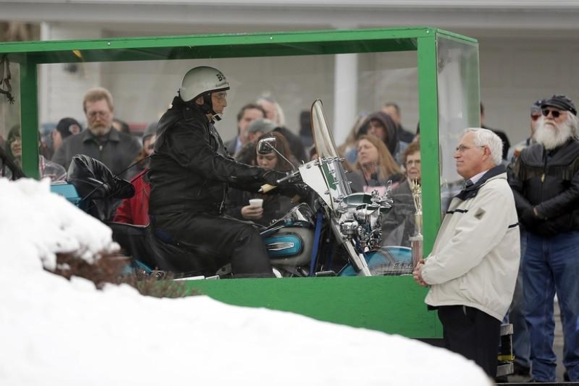 Biker buried riding a Harley