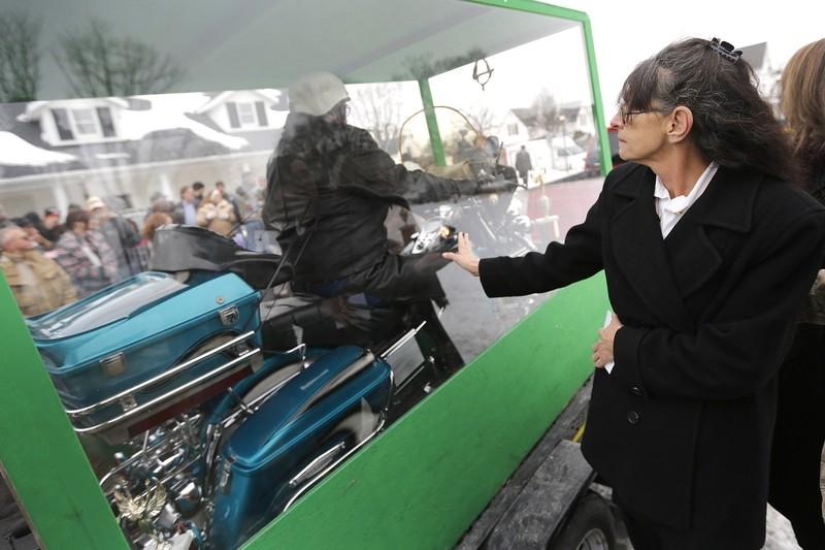 Biker buried riding a Harley