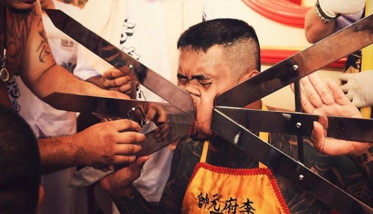 Bloody Vegetarian Festival in Thailand