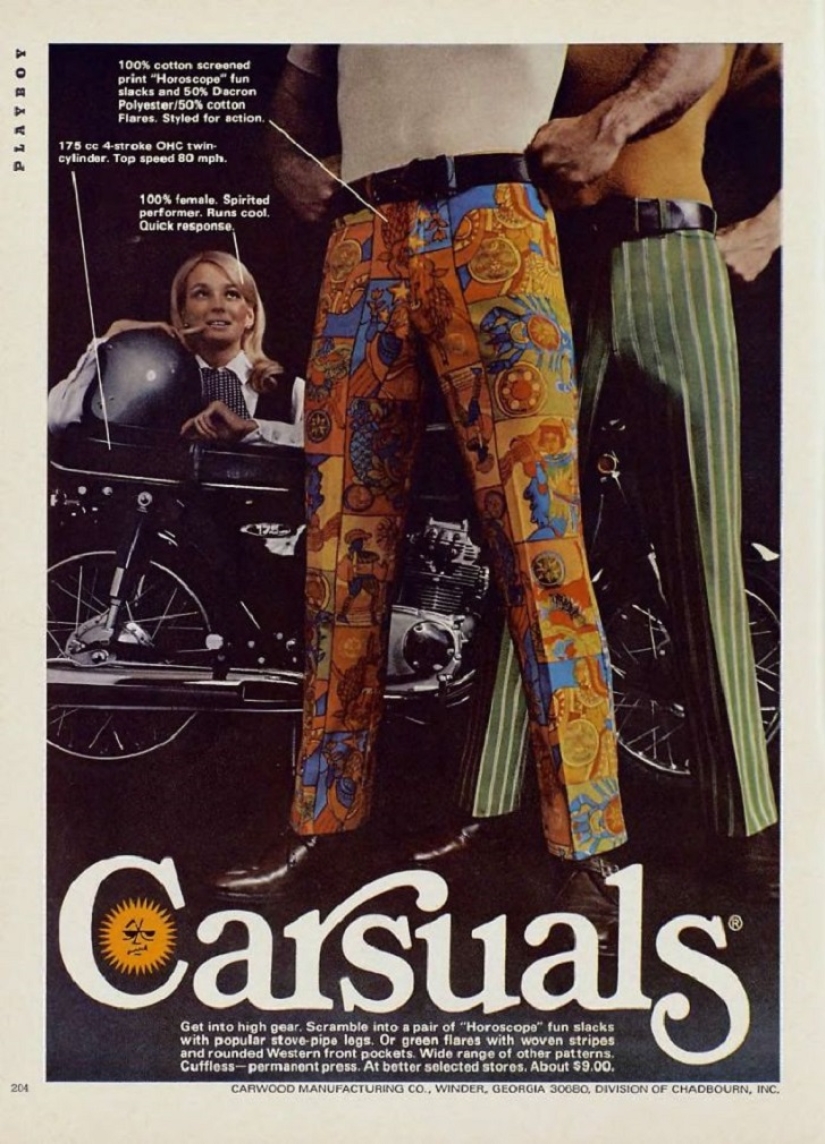 Bright color, indecent cut, daring cage and unthinkable flare: men's fashion in the 70s