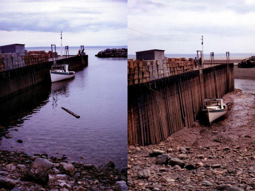British coast at high and low tide