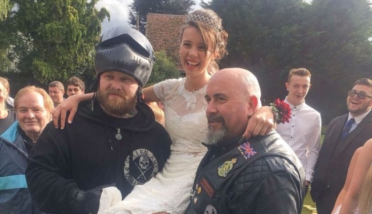 British schoolgirl celebrated graduation with 120 bikers British schoolgirl celebrated graduation with 120 bikers