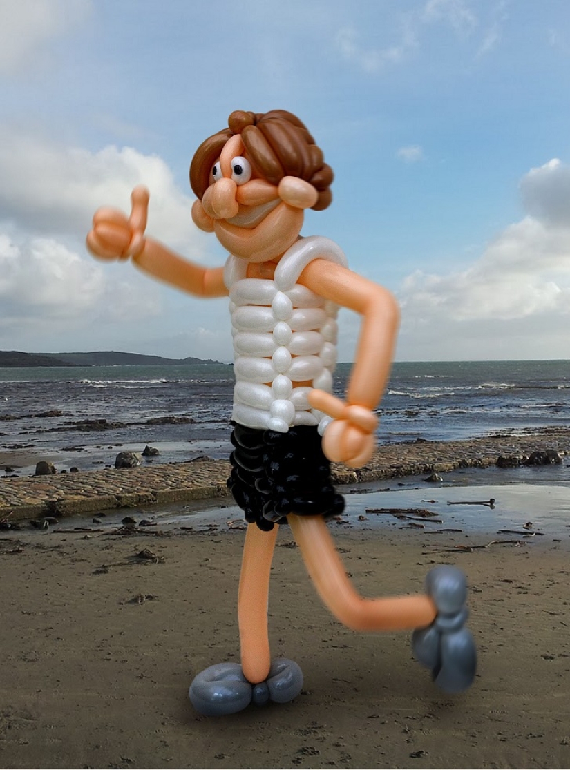 Británico recrea escenas de películas con globos Británico recrea escenas de películas con globos