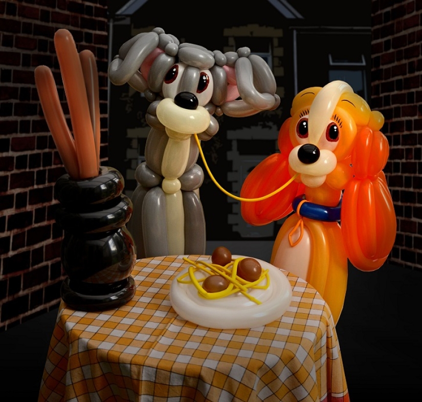 Briton recreates movie scenes with balloons Briton recreates movie scenes with balloons