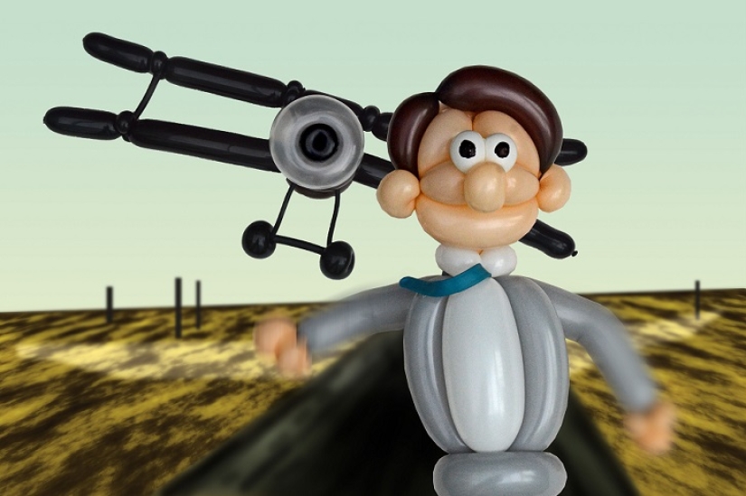 Briton recreates movie scenes with balloons Briton recreates movie scenes with balloons