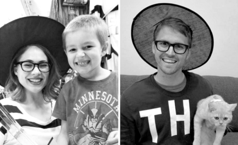 Brother parodied photos of twin sister with the help of a cat