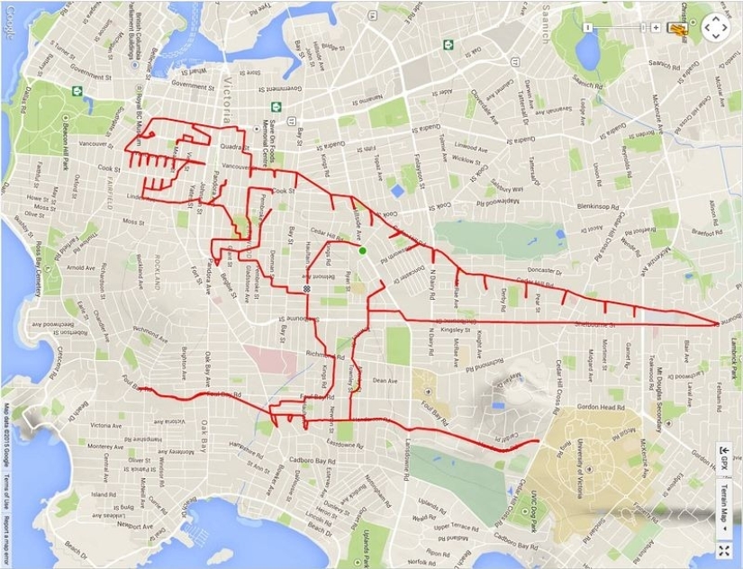 Canadian Cyclist draws GPS pictures on maps