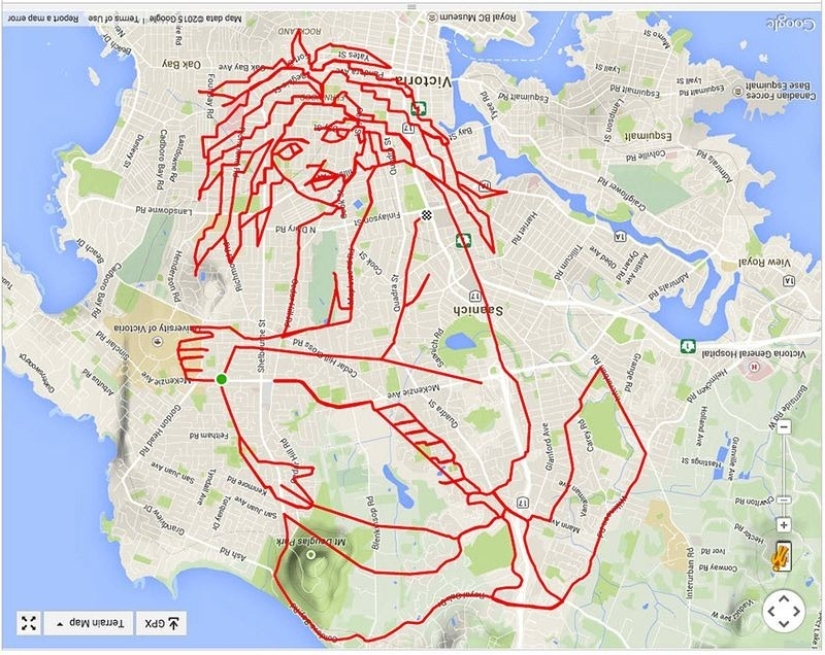 Canadian Cyclist draws GPS pictures on maps