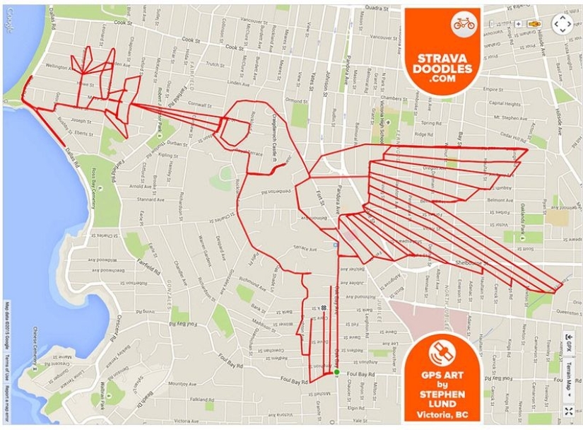 Canadian Cyclist draws GPS pictures on maps