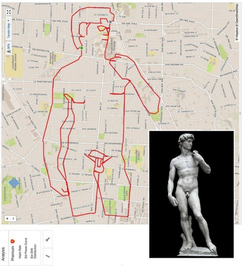 Canadian Cyclist draws GPS pictures on maps