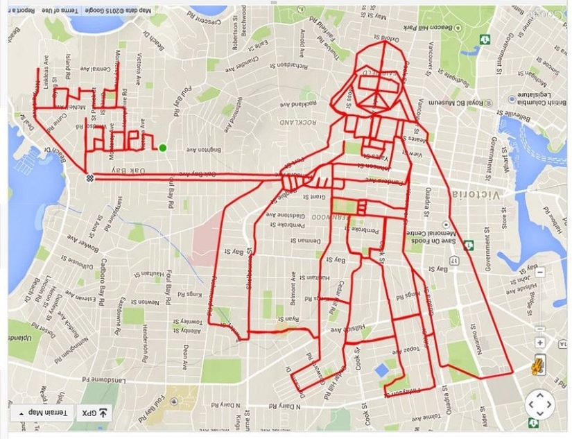 Canadian Cyclist draws GPS pictures on maps