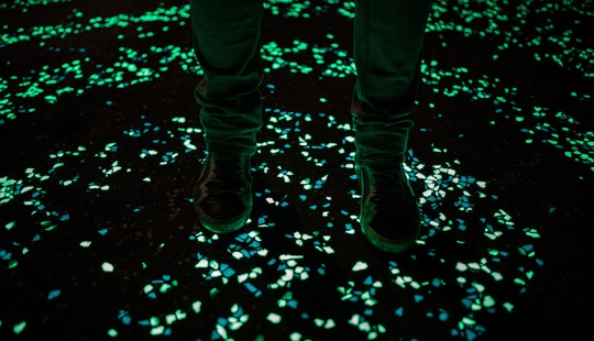 Carril bici que brilla intensamente en los Países Bajos