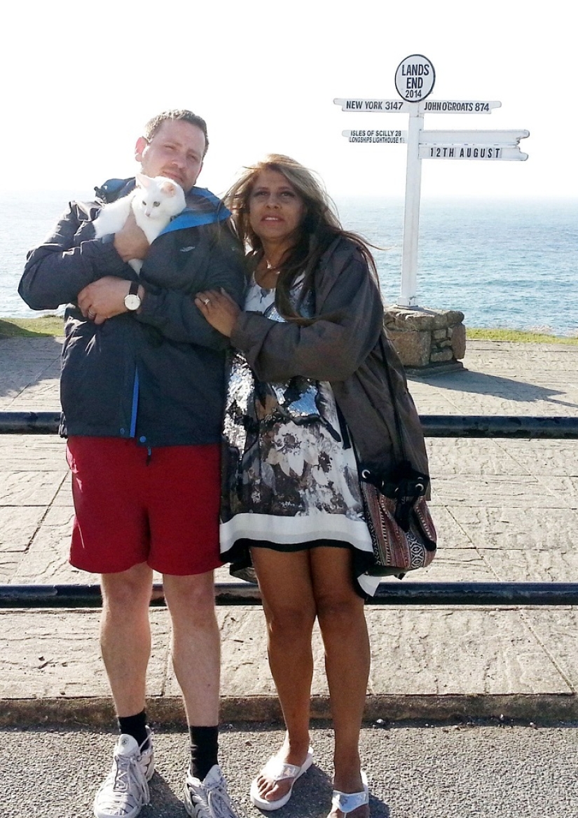 Cat traveling with its owners