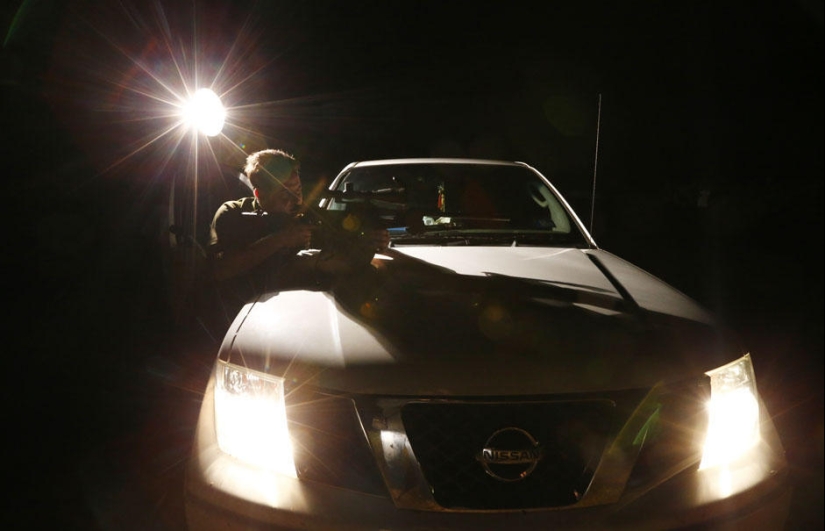Caza nocturna de canguros en Australia
