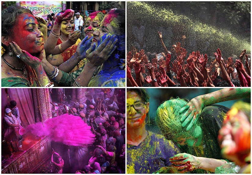 Celebración del festival Holi en India