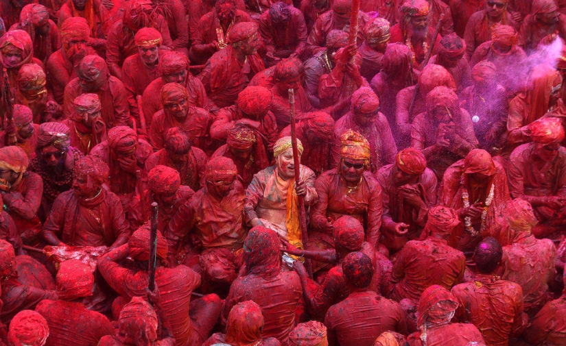 Celebración del festival Holi en India