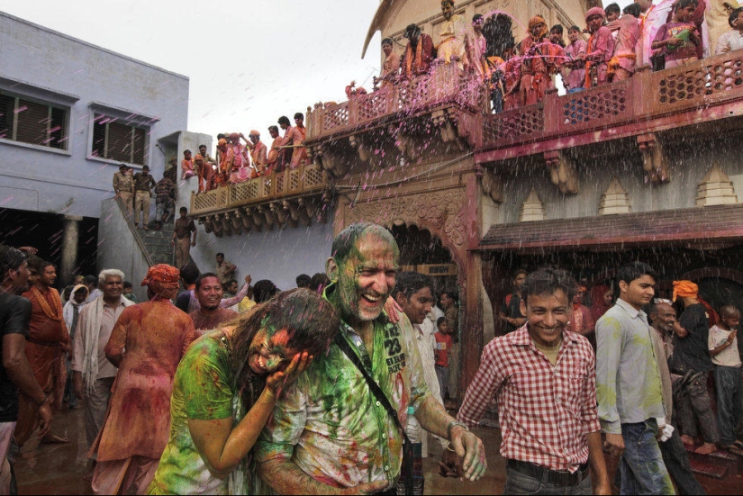 Celebración del festival Holi en India