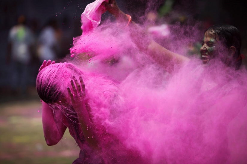 Celebración del festival Holi en India